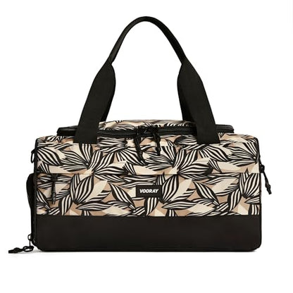 Vooray Boost Duffle Bag - 23L Small Gym Bag for Men and Women with Shoe Compartment, Key Clip, Water Bottle Pocket, Lightweight Travel Duffel for Sports, Training, Overnight Use (Textured Leaves) | Compact Duffle Bag for Sports, Travel, Shoe Compartment,
