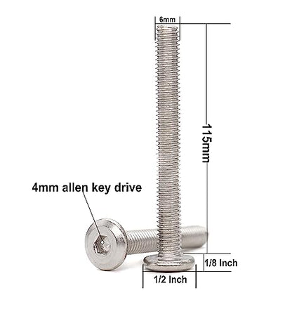 10pcs M6 x 115mm Rivet Countersunk Socket Cap Allen Bolts Rivet Screws Furniture Connecting 304 Stainless Steel - size: 10pcs M6 x 115mm