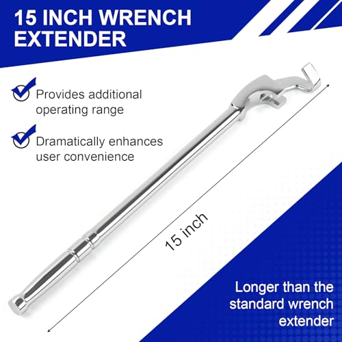 BULLTOOLS Wrench Extender Tool Bar, Extra-Long 15 Inch Wrench Extension for Maximum Leverage Universal Extension Tool for Automotive Repair & Mechanics