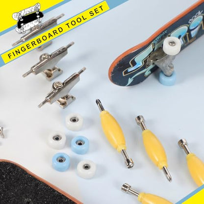 Zhehao 16 Pcs Standard Fingerboard Tool Set CNC Lathed Fingerboard Bearing Wheels Nut Driver Screwdriver for 34 mm Skateboard Trucks(Light Blue and White) - color: Light Blue and White