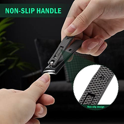 FVION Angled Nail Clippers, Ingrown Toenail Clipper for Thick Nails, Slant Curved Blade Nail Cutters Ingrown Nail Pain Relief Tool - color: Brown