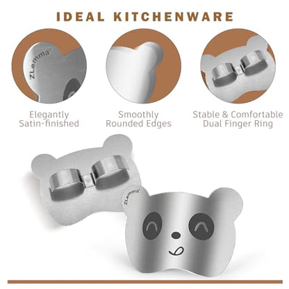 Panda Finger Guards Set with Gifts Box, 2 PCS Stainless Steel Cutting Protector for Children & Beginner - style: 2PCS Panda Finger Guards with Gift Box