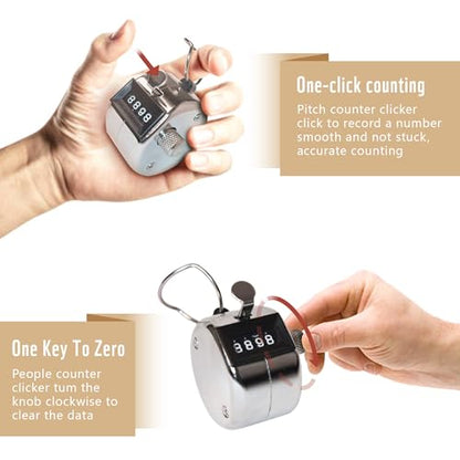 Metal Handheld Tally Counter 4-Digit Number Count Clicker Counter with Nylon Lanyard, Counter Digital Counting, One Hand Counter Clicker, Handheld Click Counter Digital Counting