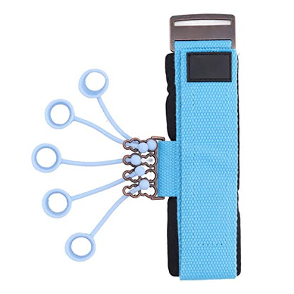 Silicone Finger Exerciser Elastic Finger Grip Trainer for Hand Muscle Strength Flexibility, Suitable for Rock Climbing, Guitarists - 1 X Wrist Tensioner 10 X Sleeve - color: Blue