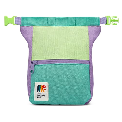 Oso Supply Co - Kulshan Bouldering Bucket, Large Size Chalk Bag for Rock Climbing, Chalk Pot with Magnetic Roll Down Closure, Brush Loop, Zippered Pockets for Climbers - color: Alpine Meadow