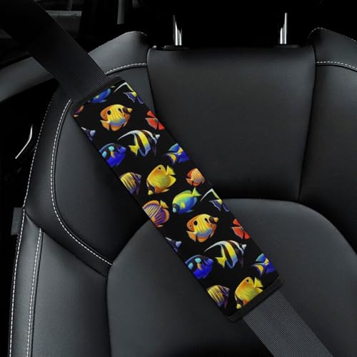 2 Pack Tropical Colorful Fish Car Seat Straps Shoulder Pads Soft Padded Seat Belt Cushion for Kids, All Vehicles, Pressure Relief - color: Pattern 836