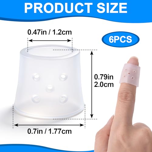 PAGOW 6pcs Finger Covers for Skin Picking, Stop Nail Biting Finger Guard | Reusable Breathable Silicone Anti Skin Picking Finger Gloves for Nail Biting Prevention, Cuticle Protection, Cracked - Clear