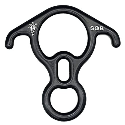 SOB 40KN Rescue Figure 8 Descender Belay Rappel Equipment Belay Rock Climbing Rigging Plate 7075 Aluminum Alloy for Climbing Belaying Rappelling Device - color: Black