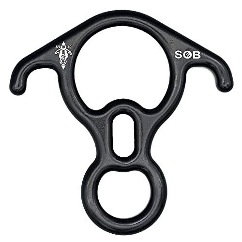 SOB 40KN Rescue Figure 8 Descender Belay Rappel Equipment Belay Rock Climbing Rigging Plate 7075 Aluminum Alloy for Climbing Belaying Rappelling Device - color: Black