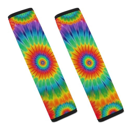 2 Pack Rainbow Red Blue Yellow Spiral Tie Dye Seat Belt Shoulder Pad Universal Fit Harness Pads Strap for Kids, Car Seats Pushchair Strollers High Chair Pushchair, Shock Absorption - color: Pattern 411