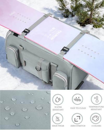Snowboard Skateboard Duffle Bag Backpack for Men Women, 50L Waterproof Sports Gym Bag Carry On Backpack Weekender Overnight for Travel Hiking Camping Fitness Light Grey - color: Z01-light Grey
