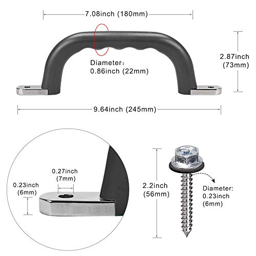 Dolibest Set of 2 Non-Slip Solid Playground Safety Handles, Swing Set Kids Safety Hand Grips for Playset, Climbing Frame, Play House, Indoor Monkey Bars & Treehouse Accessories, Black, 10" - color: Black 2pcs