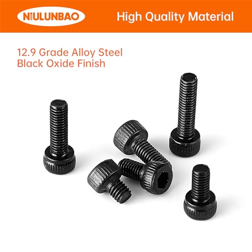 M3 x 4mm 6mm 8mm 10mm 12mm Hex Socket Head Cap Screws Bolts, 12.9 Grade Alloy Steel, Black Oxide Finish, Metric Allen Hex Drive, Machine Fully Threaded, Assortment Kit 250PCS - size: M3 x 4/6/8/10/12mm (250PCS)