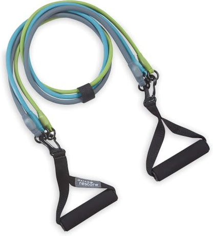 Gaiam 3-in-1 Resistance Band Kit with Comfort-Grip Handles and Interchangeable Strength Bands for High Intensity Training - size: 1 EA (Pack of 12)