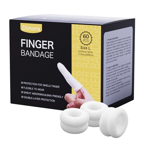 Dimora Finger Cots, Pack of 60 (Large Size) Finger Protectors, Breathable Bandages for Wound Care, Stretchy Sleeves for Gardening, Fitness and Cargo Handling, White - color: White, size: Large