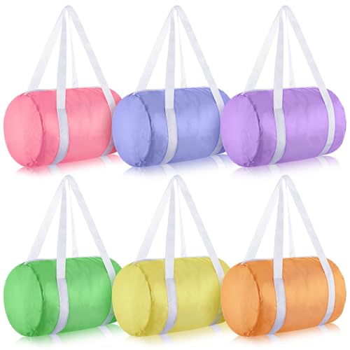 Sweetude Mini Duffle Bags for Kids Party Favors, Colorful Goodie Bags Bulk with Handles, Reusable Favor Supplies for Birthday, Classroom Rewards Back to School Gifts Events, 10×8 Inch - color: Light Color