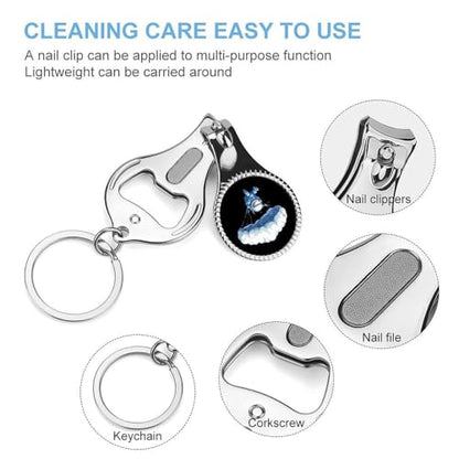 Cloud Paragliding Paraglider Skydiving Nail Clipper with File Portable Metal Fingernail with Key Ring for Traveling Home Office
