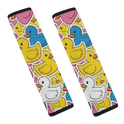 Universal Fit Car Seat Belt Pad for Elderly Support, All Vehicles, 2 Piece Cute Colorful Rubber Duck Cartoon Automotive Seat Belt Protector Pressure Relief - color: Pattern 1086