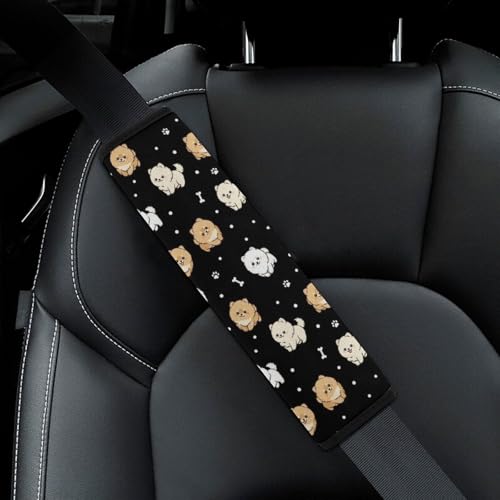Universal Fit Seat Belt Cover for Adult Use, Stroller Pushchair High Chair, 2PCS Cute Puppy Pomeranian Harness Pads Strap Shock Absorption - color: Pattern 1166