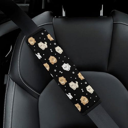 Universal Fit Seat Belt Cover for Adult Use, Stroller Pushchair High Chair, 2PCS Cute Puppy Pomeranian Harness Pads Strap Shock Absorption - color: Pattern 1166