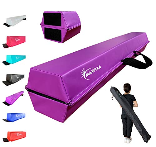 MARFULA Balance Beam - Folding Floor Gymnastics Equipment for Kids, Non Slip Base - 6 FT to 10 FT for Home Gym Use - color: Purple, size: 9 ft