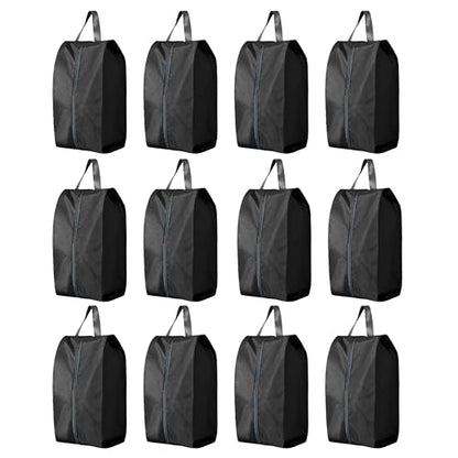 Travel Shoe Bags, Set of 12, Large Oxford Fabric Storage Bags with Zipper and Handle, Water-Resistant Pouches (Black) - style: Black