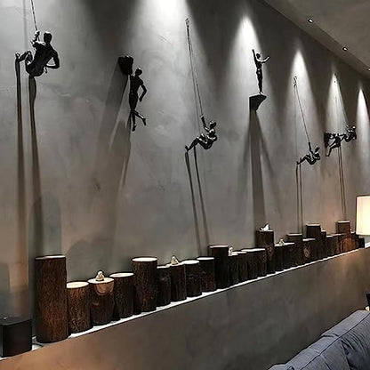Set Of 2 Climbing Man Wall Art Decor Rock Climbing Men Figures Wall Hanging Design Gifts 3D Wall Art Outdoor Mountain Decoration Signage Cool Man Cave Stuff Wall Walking Western Sculpture
