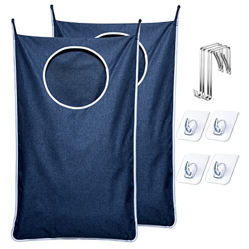 KEEPJOY 2 Pack Large Hanging Laundry Hamper Bag, 35x21.6 Inch Oversized Clothes Hanging Laundry bag with Hooks, Perfect for Managing Dirty Clothes Storage Bag (Blue,2-Pack) - color: Blue-2Pack
