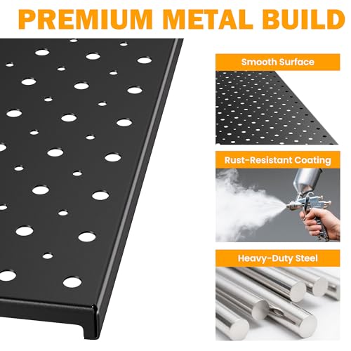 Pegboard Smith Metal Pegboard Panels, 16" x 12" Heavy-Duty Steel Peg Boards for Garage Tool Storage, Wall-Mounted Pegboard Organizer System (Pack of 4, Black) - color: Black