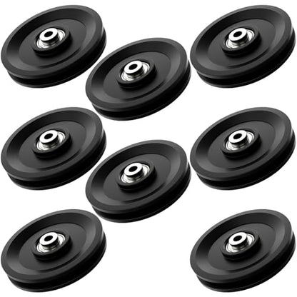 114mm/4.5" Universal Nylon Bearing Pulley System, Gym Workout Cable Pulley Wheel & Weight Attachment Replacementfor Home Gym, Pulldown Smith Machine, Garage Lifting Equipment - color: Black-8pcs