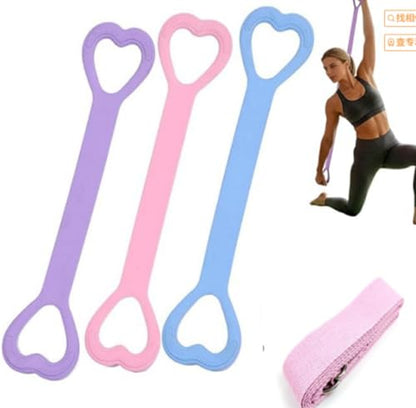 ‌Figure 8 Resistance Bands for Women & Men - 3 Levels (15lb/25lb/35lb) Silicone Workout Bands for Arms, Back, Shoulder Toning & Posture Correction - Portable Home Gym/Yoga (Pink+Blue+Purple)