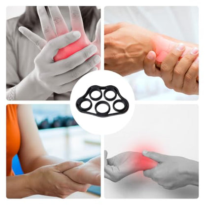 4PCS Finger Exerciser, Grip Strength Trainer and Finger Strengthener with Four Resistance Levels, Progressive Hand Training for Athletes Five Finger Training Puller with Extension Bands