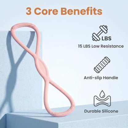 Figure 8 Resistance Band, Figure 8 Resistance Bands for Women Men,Resistance Band Figure for Working Out, Non-Slip Handles, Home Gym, Yoga & Physical Therapy - color: 15 LBS PINK