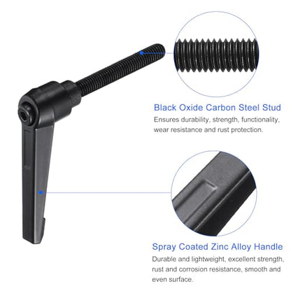 uxcell 4pcs Clamping Lever Handles, M8 x 50mm Black Oxide Carbon Steel Threaded Male Stud, Adjustable Handles Locking Quick Release Ratchet Push Button Bolt Knobs, Black - size: M8 x 50mm
