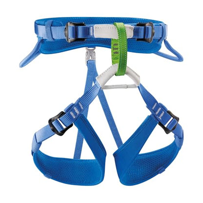 PETZL MACCHU Kids' Rock Climbing Harness | Adjustable Seat Harness for Children Less Than 40kg / 88 lbs - color: Blue