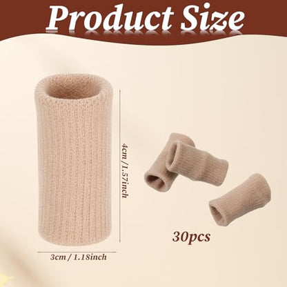 30 Pcs Finger Sleeves for Arthritis, Breathable Pain, Sports Aid | Elastic Finger Compression Sleeves Thumb Splint Support, Relief Protector, for Tendon, Joint and Arthritis, Skin Tone