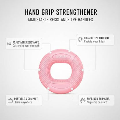 Adjustable Hand Grip Strengthener with TPE Handles for Forearm, Finger & Wrist Training - Portable Fitness Tool - color: Pink
