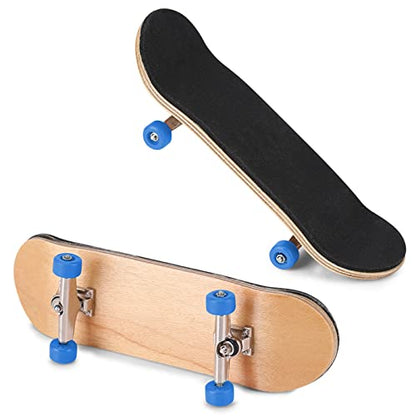 1 Pack Professional Mini Maple Wooden Fingerboards, Alloy Fingerboard Finger Skateboards, Boarding Toy with Box Reduce Pressure Kids Gifts - color: blue
