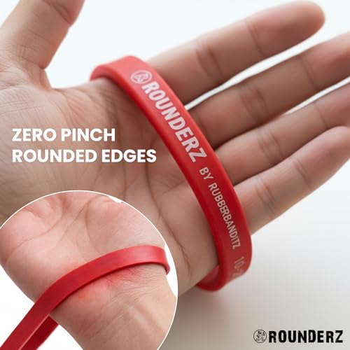 Rubberbanditz Rounded Edge Resistance Band | Compact and Light Weight Exercise Bands | Suitable for All Fitness Levels Users| Travel Friendly Resistance Bands for Working Out - color: Red