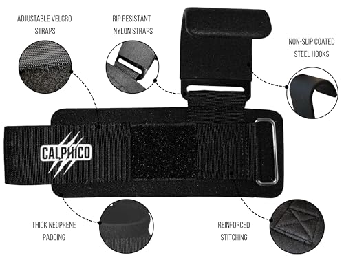 Lifting Hooks for Weight Training – Heavy Duty Steel with Ergonomic Lifting Straps & Wrist Support – Enhanced Grip