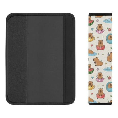 Soft Padded Seat Belt Cover for Girls and Boys, Stroller Pushchair High Chair, 2 Piece Cute Capybaras Floral Shoulder Protector Anti-Slip Pad - color: Pattern 859