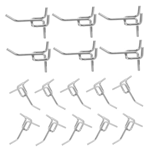 PRETYZOOM 50Pcs Heavy Duty Carbon Steel Pegboard Hooks Silver Pegboard Accessories for Garage and Workshop Organization for Tool Display and Storage