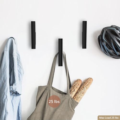 Wood Wall Hooks 4 Pack Coat Hooks Wall Mount Black Wooden Hooks for Hanging Hat, Bag, Backpack, Rustic Coat Hooks for Wall, Wood Towel Hooks for Bathrooms and Entryway Hooks (Black) - color: Black