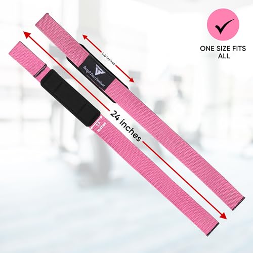 Weight Lifting Straps,Powerlifting Deadlifting, Anti Slip 60CM Hand Bar Grip, 5MM Neoprene Wrist Support, Heavy Duty Weightlifting Bodybuilding Workout - color: Pink