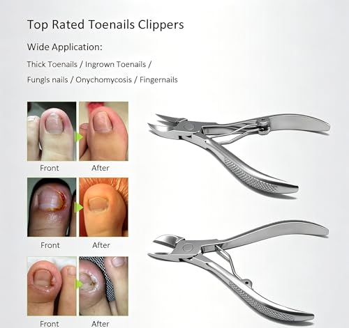 Podiatrist Nail Clippers, Professional Thick & Ingrown Toenail Clippers for Men & Seniors,Pedicure Clippers Toenail Cutters, Super Sharp Curved Blade Grooming Tool - color: Silver