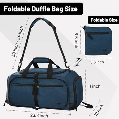 MIER Packable Travel Duffle Bag with Shoe Compartment, 50L, Drak Blue | Foldable Weekender Duffel; Multi-Pockets; Adjustable Shoulder Strap; Luggage Sleeve; Travel, Sports, Camping, Gym - color: Drak Blue, size: 50L