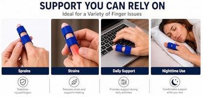 (2 sizes) Finger Splints – Comfortable, Adjustable, Reusable Finger Support for Everyday Use – 2 Count
