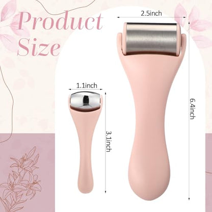Tondiamo 2 Pcs Muscle Roller Portable Small Silicone Massager Roller Deep Tissue Muscle Massage Stick Cellulite Remover Scar Tissue Massager for Relief Face Neck Arm Back Leg(Pink,Metal) - color: Pink, style: Metal