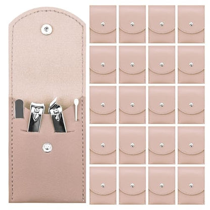 20 Sets Manicure Set Bulk, Nail Clippers Kit Stainless Steel Fingernail Clippers Set, Sturdy Nail Tip Cutter Trimmers Professional Grooming Toenail Clippers Personal Pedicure Kits Gift (Pink 4 in 1) - color: Pink