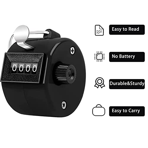 Counter Clicker 4-Digit Number Count, Handheld Mechanical Counters Clickers Pitch Counter for Coaching, Knitting, People, Lap, Fishing, Golf, Toddler & Fidget（6 color You can choice - color: 6pack-black